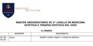 MASTER MEDICINA ESTETICA UNIVERSITA’ CAMERINO